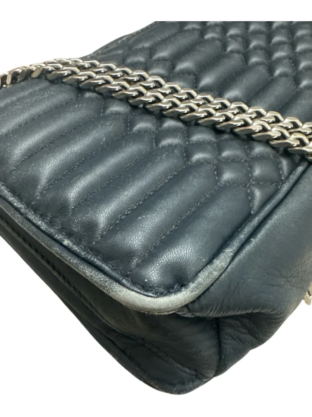 Zadig & Voltaire Black Quilted Chain Shoulder Bag with Enamel Pins
